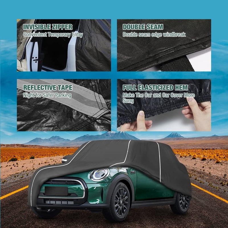 BERKSYDE Waterproof Car Cover Compatible for Mini Cooper/Cooper S 2-Doors.2002-2024 All Weather 6 Layers Full Car Cover with Storage Bag - Image 3